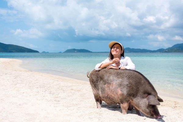 Woman on Koh Samui Pig Island Tour