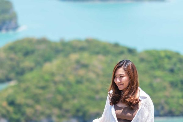 Smiling-Asian-Woman-at-Angthong-Marine-Park-Viewpoint